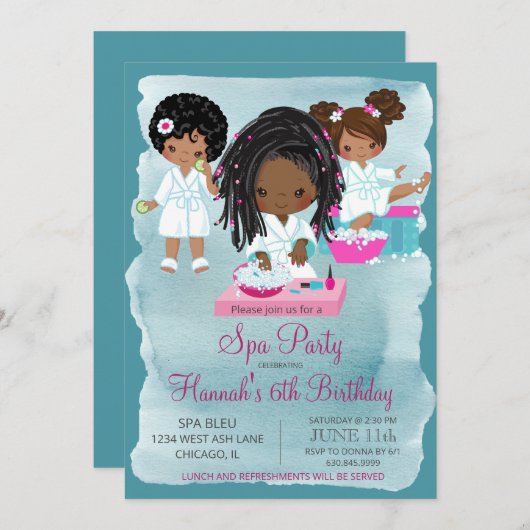 Uitnodiging Afrikaanse Amerikaanse Spa Party (Voorkant / Achterkant)