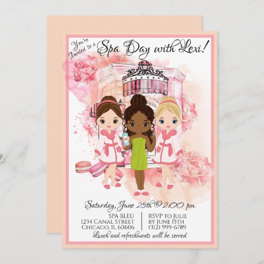 Uitnodiging Afrikaanse Amerikaanse Spa Party (Voorkant / Achterkant)