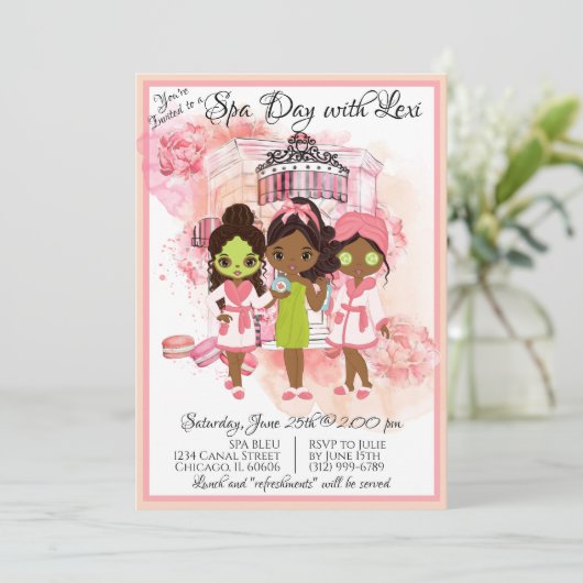 Uitnodiging Afrikaanse Amerikaanse Spa Party (Staand voorkant)