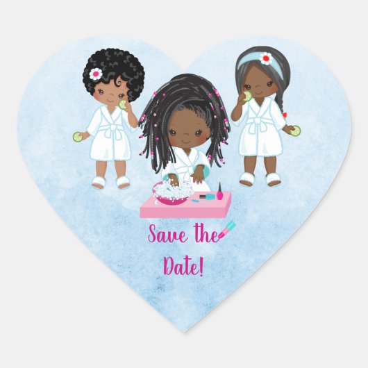Uitnodiging Afrikaanse Amerikaanse Spa Party Hart Sticker (Voorkant)