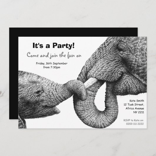 Uitnodiging Afrikaanse Elephants Party (Voorkant / Achterkant)