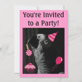 Uitnodiging Afrikaanse Gray Parrot Party (Voorkant)