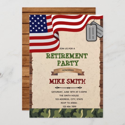 Uitnodiging afscheidsceremonie leger (Voorkant / Achterkant)
