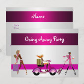 Uitnodiging Afscheidsparty Meisjes Fiets Bagage Pr (Voorkant / Achterkant)