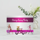 Uitnodiging Afscheidsparty Meisjes Fiets Bagage Pr (Staand voorkant)