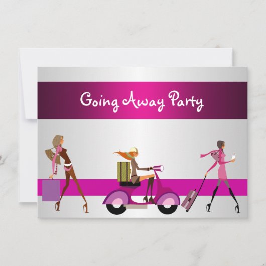 Uitnodiging Afscheidsparty Meisjes Fiets Bagage Pr (Voorkant)