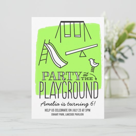 Uitnodiging afspeelpartij - Limoen (Staand voorkant)