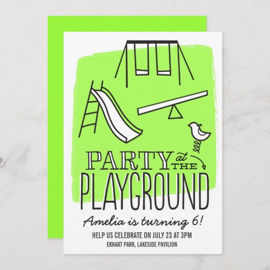 Uitnodiging afspeelpartij - Limoen (Voorkant / Achterkant)