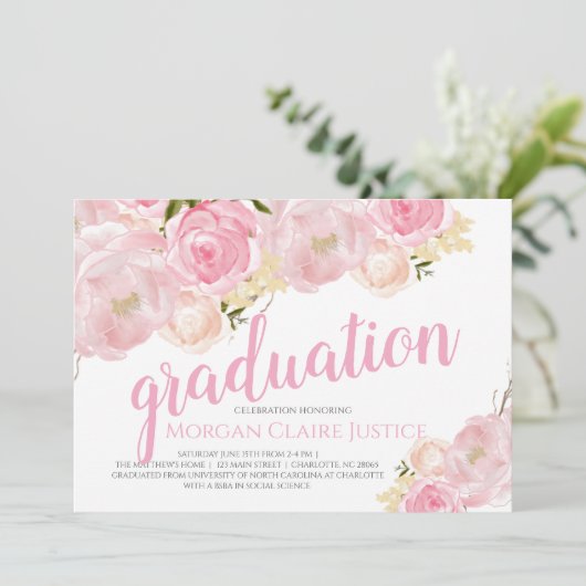 Uitnodiging afstuderen, aankondiging Afstuderen (Staand voorkant)