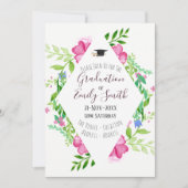 Uitnodiging afstuderen bloemschildering krans meis (Voorkant)