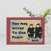 Uitnodiging afstuderen - Broer/zuster of paar (Staand voorkant)