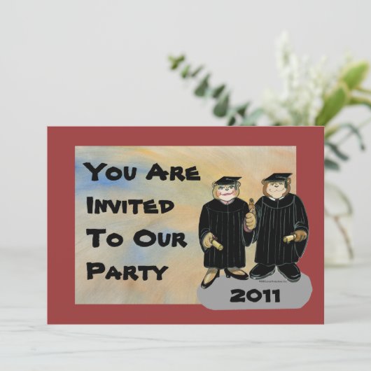 Uitnodiging afstuderen - Broer/zuster of paar (Staand voorkant)