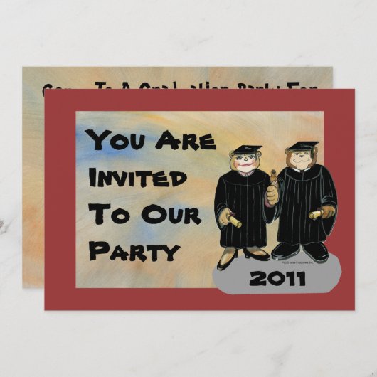 Uitnodiging afstuderen - Broer/zuster of paar (Voorkant / Achterkant)