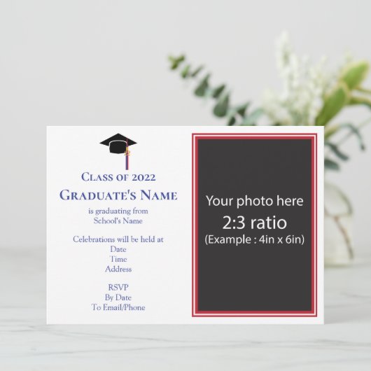 Uitnodiging afstuderen met karton (om het even wel (Staand voorkant)