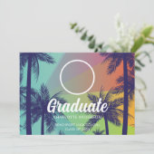 Uitnodiging Afstuderen tropische palmbomen (Staand voorkant)