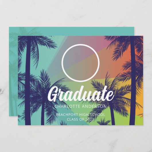 Uitnodiging Afstuderen tropische palmbomen (Voorkant / Achterkant)