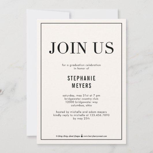 Uitnodiging Afstuderen zonder rooster EDITABLE KLO (Achterkant)