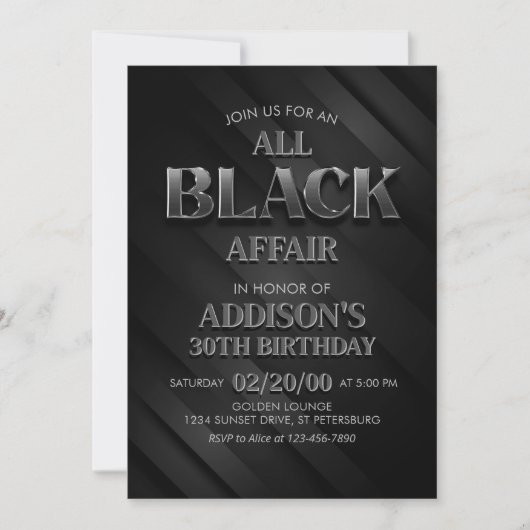 Uitnodiging All Black Feestje (Voorkant)