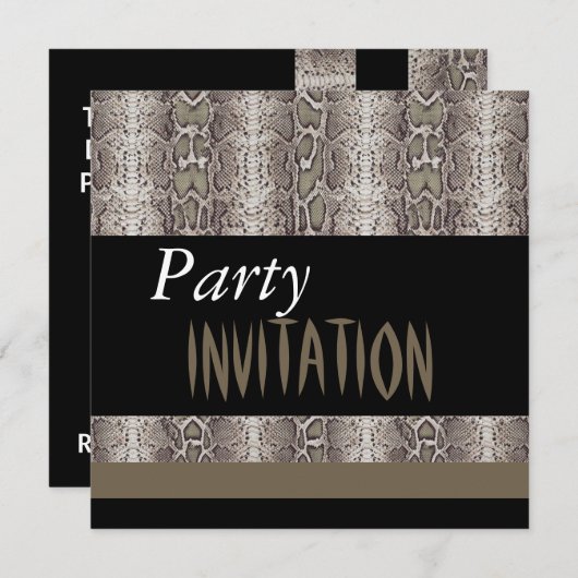 Uitnodiging Alle gelegenheden Dierslang Zwarte Hui (Voorkant / Achterkant)