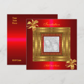 Uitnodiging Alle gelegenheden Rich Gold Red Voeg F (Voorkant / Achterkant)