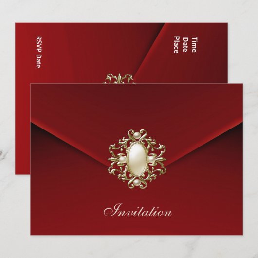 Uitnodiging Alle gelegenheden Rich Red Velvet Pear (Voorkant / Achterkant)