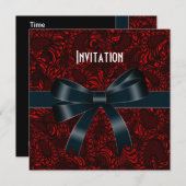 Uitnodiging Alle gelegenheden Rode Zwarte Bow (Voorkant / Achterkant)