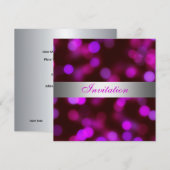 Uitnodiging Alle gelegenheden Roze Zilveren Bubble (Voorkant / Achterkant)