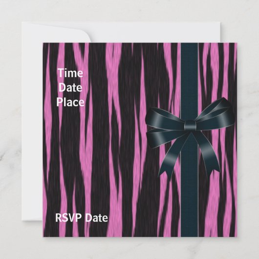 Uitnodiging alle gelegenheden zwart roze strik (Achterkant)