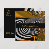 Uitnodiging Alle keren Abstract Oranje Zilver (Voorkant / Achterkant)