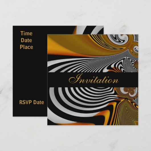 Uitnodiging Alle keren Abstract Oranje Zilver (Voorkant / Achterkant)