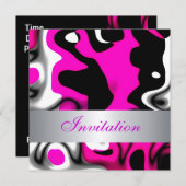 Uitnodiging Alle keren Abstract Roze Zilver (Voorkant / Achterkant)