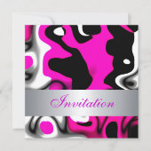 Uitnodiging Alle keren Abstract Roze Zilver (Voorkant)