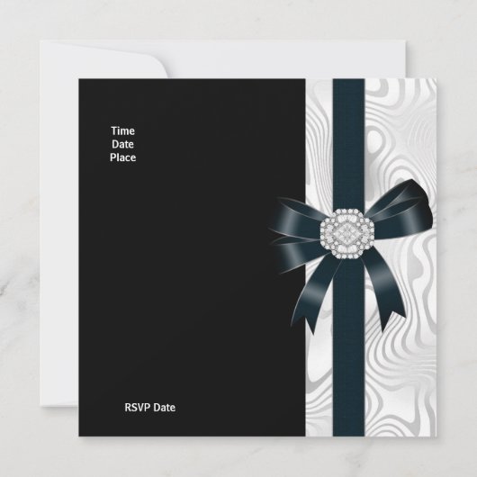 Uitnodiging Alle keren Abstract Zilverwitte Bow (Achterkant)