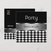 Uitnodiging Alle Occasies Diamond Black White (Voorkant / Achterkant)