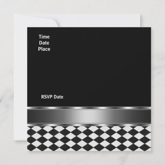 Uitnodiging Alle Occasies Diamond Black White (Achterkant)