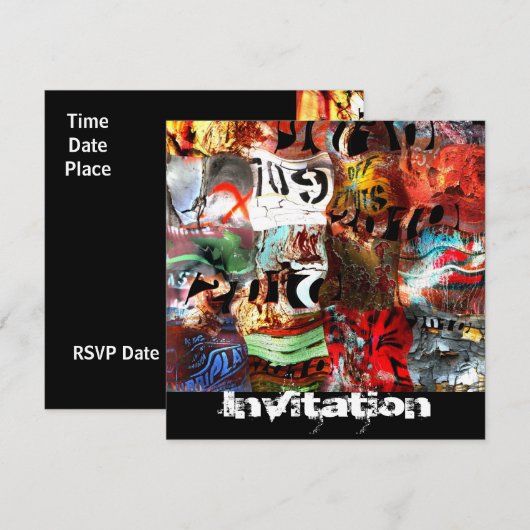 Uitnodiging Alle Occasies Street Art Abstract A3 (Voorkant / Achterkant)