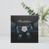 Uitnodiging Alle Occasions Diamond Jewel Black Bow (Staand voorkant)