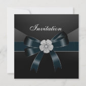 Uitnodiging Alle Occasions Diamond Jewel Black Bow (Voorkant)