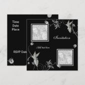 Uitnodiging Alle oevers Zwarte Floral toevoegen Fo (Voorkant / Achterkant)