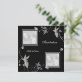 Uitnodiging Alle oevers Zwarte Floral toevoegen Fo (Staand voorkant)