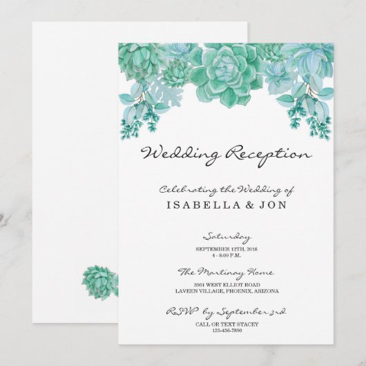 Uitnodiging Alleen Bruiloftsreceptie (Voorkant / Achterkant)