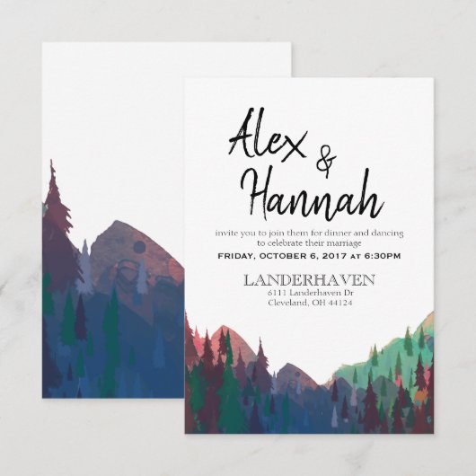 Uitnodiging Alleen Bruiloftsreceptie (Voorkant / Achterkant)