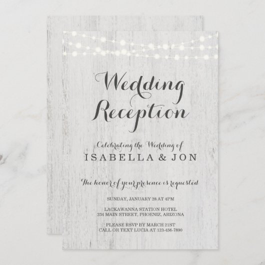 Uitnodiging Alleen Bruiloftsreceptie, Rustieke Rom (Voorkant / Achterkant)