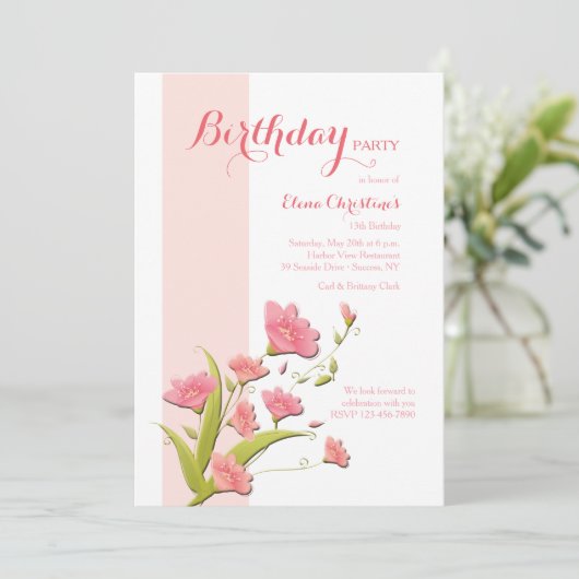 Uitnodiging Alstroemeria Flowers (Staand voorkant)