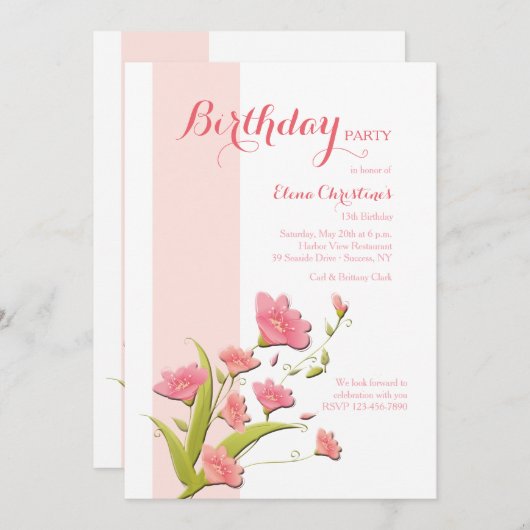 Uitnodiging Alstroemeria Flowers (Voorkant / Achterkant)