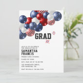 Uitnodiging Amerikaanse Ballon Graduation Party (Staand voorkant)