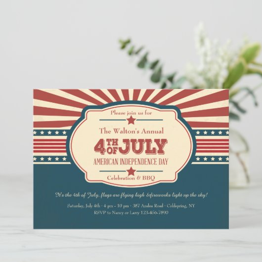 Uitnodiging Amerikaanse Onafhankelijkheidsdag (Staand voorkant)