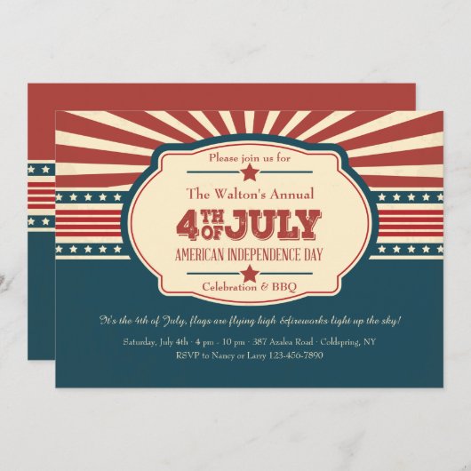 Uitnodiging Amerikaanse Onafhankelijkheidsdag (Voorkant / Achterkant)