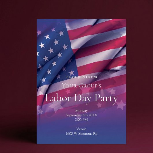 Uitnodiging Amerikaanse Vlag Labor Day-feestje