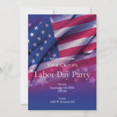 Uitnodiging Amerikaanse Vlag Labor Day-feestje (Voorkant)
